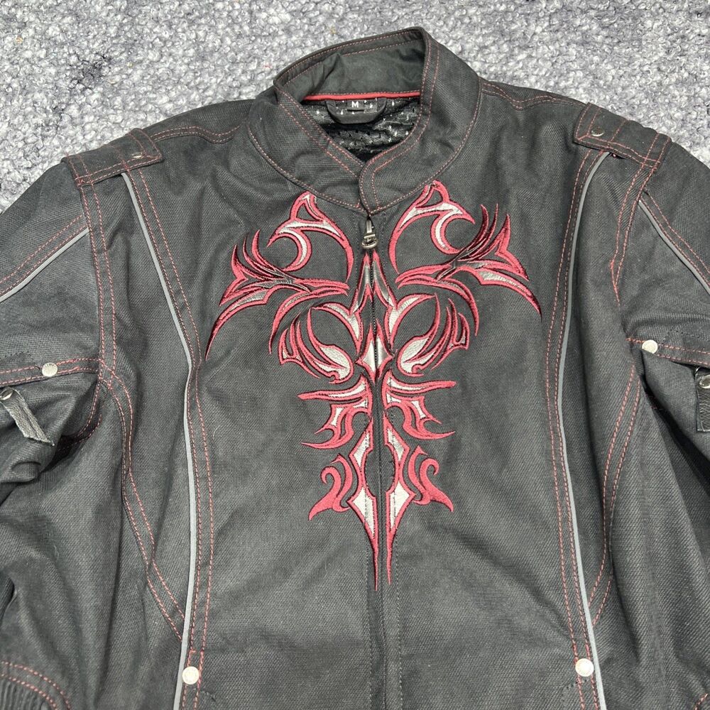Harley Davidson Milwaukee Embroidered Flame Double Zip Moto Riding Jacket M